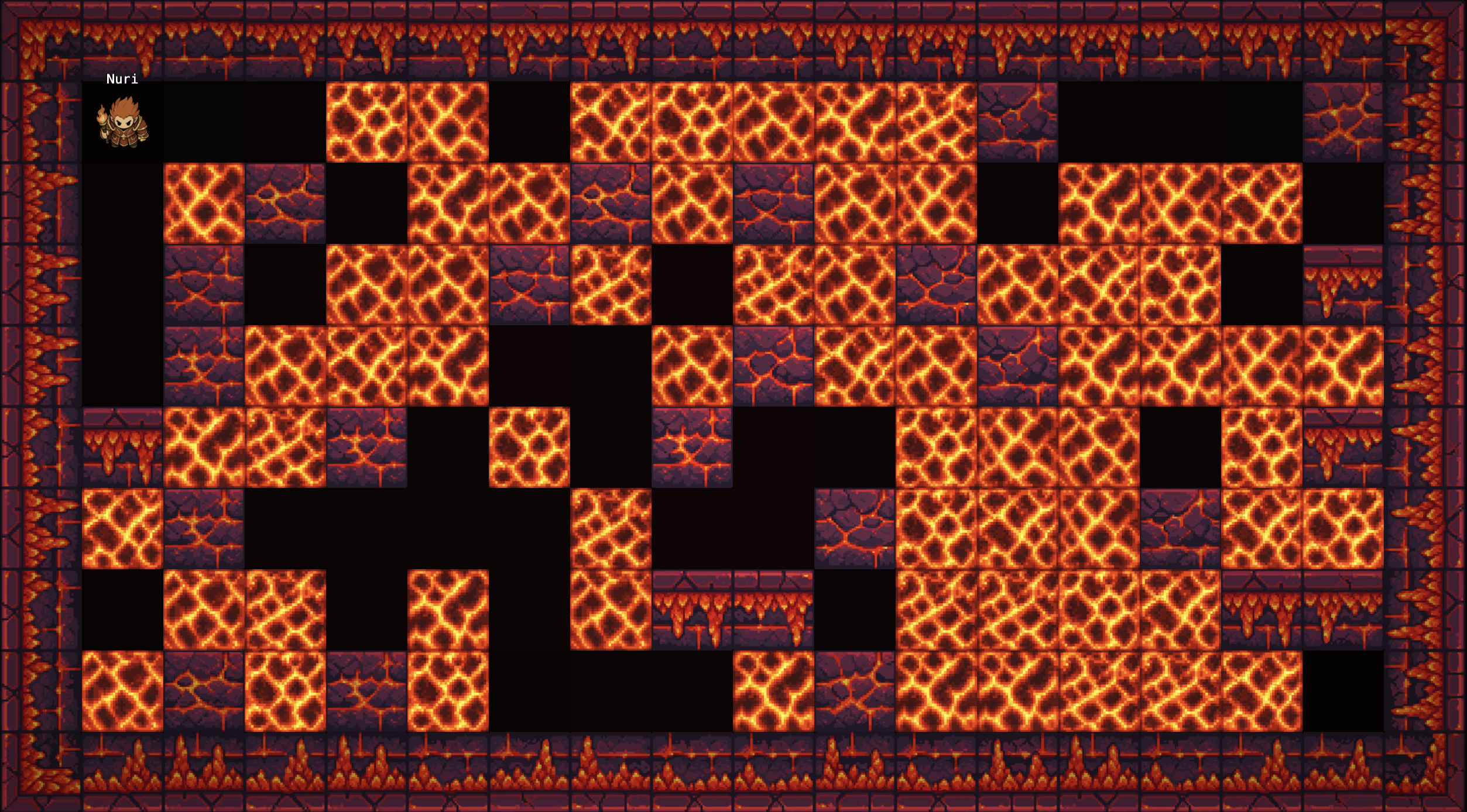 TNT Arena Inferno mode: a volcanic arena where rising lava shrinks the battlefield